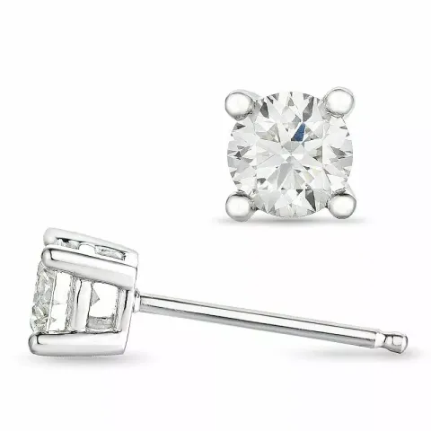 hvide diamant solitaireørestikker i 14 karat hvidguld med diamant