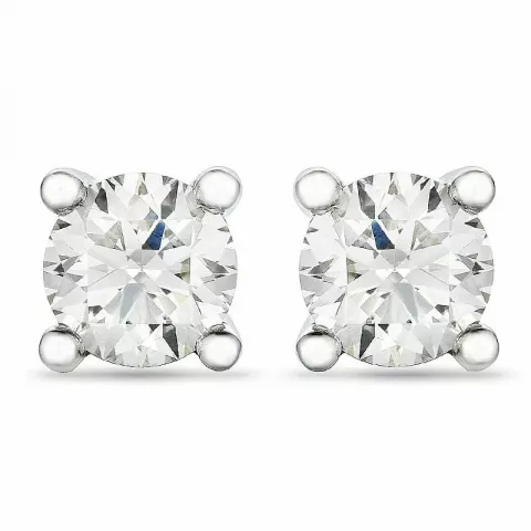 hvide diamant solitaireørestikker i 14 karat hvidguld med diamant 