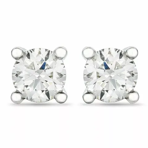 hvide diamant solitaireørestikker i 14 karat hvidguld med diamant