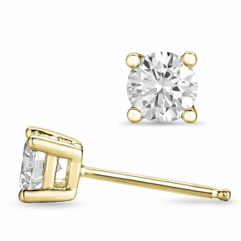 2 x 0,40 ct solitaireørestikker i 14 karat guld med diamant