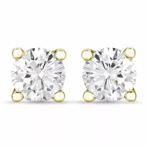 2 x 0,40 ct solitaireørestikker i 14 karat guld med diamant