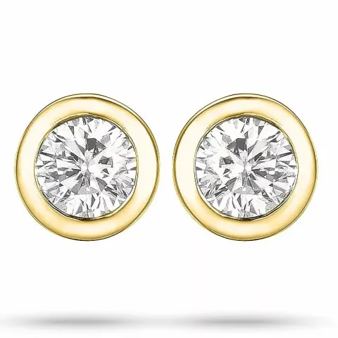 diamant solitaireørestikker i 14 karat guld med diamant