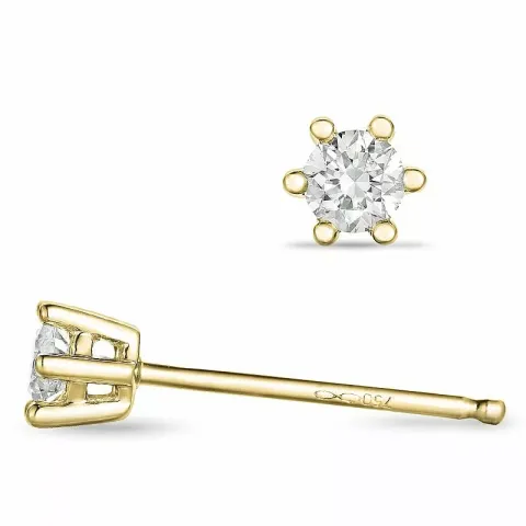 2 x 0,10 ct diamant solitaireørestikker i 14 karat guld med diamant