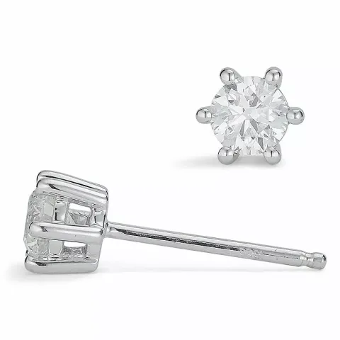 2 x 0,26 ct diamant solitaireørestikker i 14 karat hvidguld med diamant