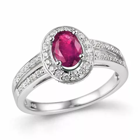 oval rubin ring i 14 karat hvidguld 0,336 ct