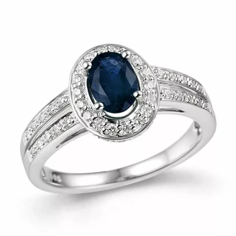 oval safir ring i 14 karat hvidguld 0,336 ct