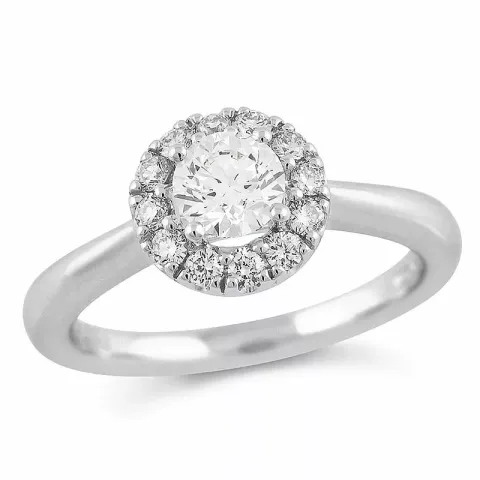 brillantring i 14 karat hvidguld 0,53 ct 0,25 ct