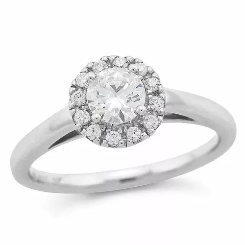 rund diamant ring i 14 karat hvidguld 0,52 ct 0,13 ct