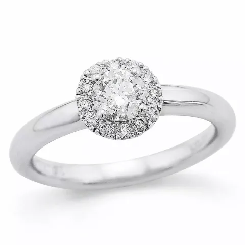 brillantring i 14 karat hvidguld 0,42 ct 0,12 ct