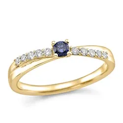 Kollektionsprøve blå safir ring i 14 karat guld 0,15 ct