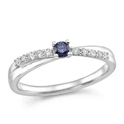 blå safir ring i 14 karat hvidguld 0,15 ct 