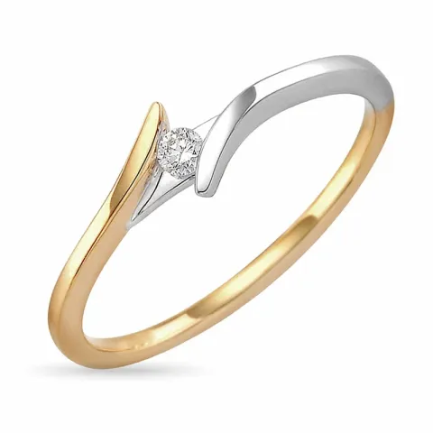 smal diamant ring i 14 karat guld.- og hvidguld 0,051 ct