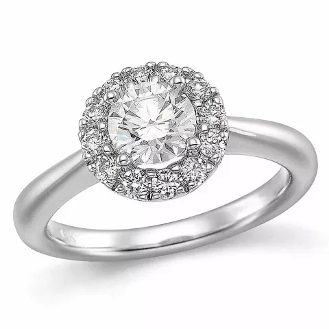 brillantring i 14 karat hvidguld 0,75 ct 0,29 ct