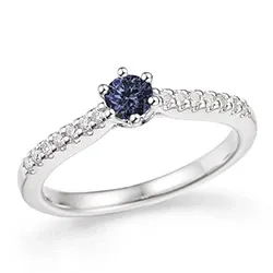 blå safir ring i 14 karat hvidguld 0,14 ct