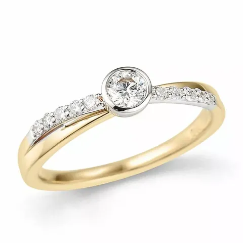 rund diamant ring i 14 karat guld.- og hvidguld 0,2 ct 0,15 ct