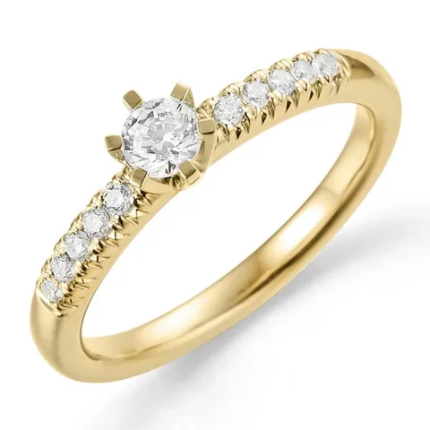 diamant guldring i 14 karat guld 0,18 ct 0,12 ct