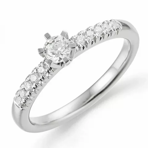 hvid diamant ring i 14 karat hvidguld 0,18 ct 0,12 ct