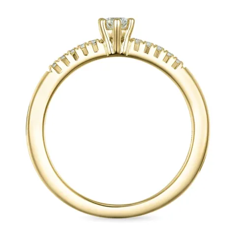 ægte diamant guld ring i 14 karat guld 0,11 ct 0,06 ct