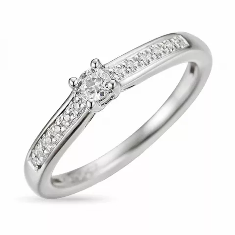 diamant ring i 14 karat hvidguld 0,1 ct 0,056 ct