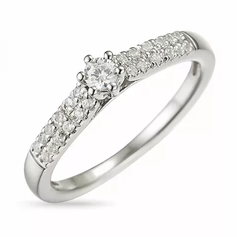 diamant ring i 14 karat hvidguld 0,10 ct 0,12 ct