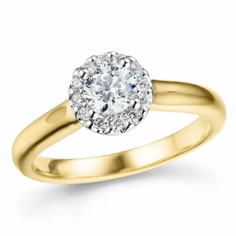 brillantring i 14 karat guld.- og hvidguld 0,40 ct 0,12 ct