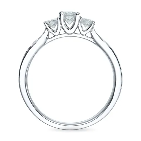 ægte diamant ring i 14 karat hvidguld 0,30 ct 2 x 0,10 ct 0,11 ct