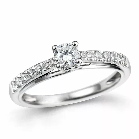 brillantring i 14 karat hvidguld 0,31 ct 0,22 ct