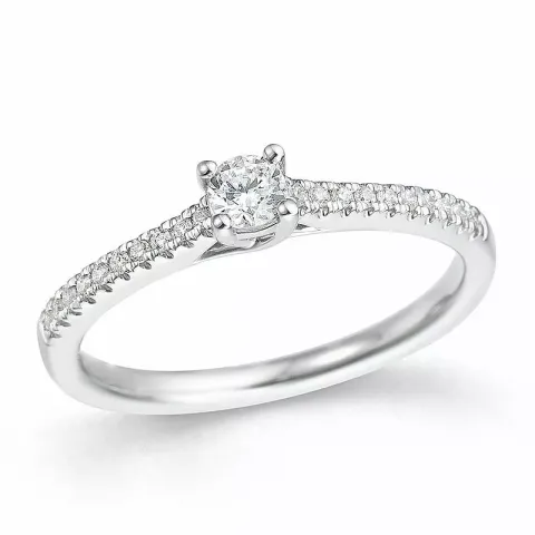 rund diamant hvidgulds ring i 14 karat hvidguld 0,15 ct 0,10 ct