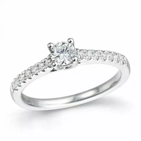 Ægte diamant ring i 14 karat hvidguld 0,31 ct 0,19 ct