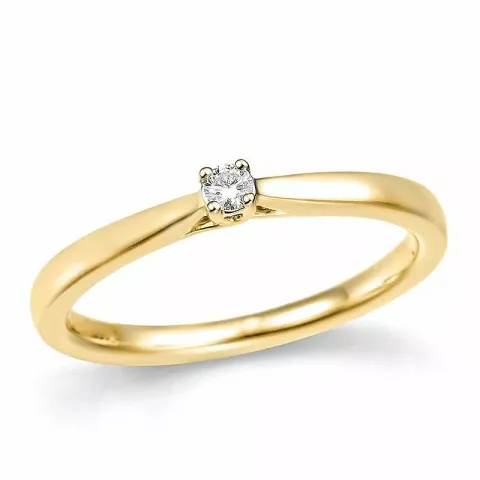 Smal diamant guldring i 14 karat guld 0,057 ct