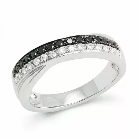 sort diamant hvidgulds ring i 14 karat hvidguld 0,165 ct 0,165 ct