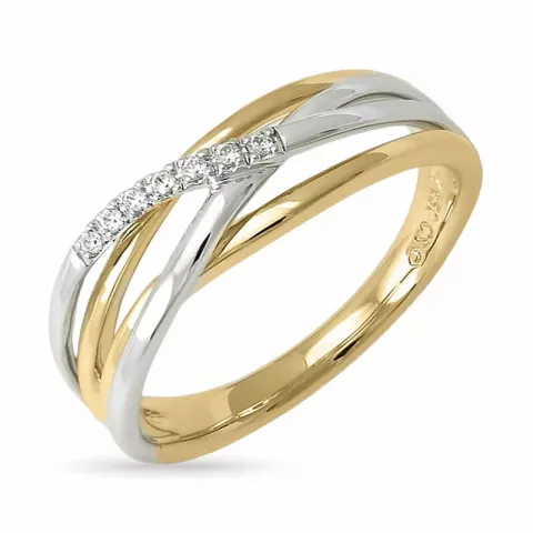 abstrakt diamant ring i 14 karat guld.- og hvidguld 0,045 ct