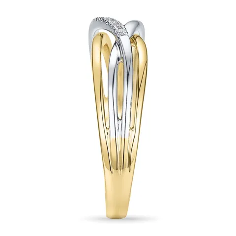 abstrakt diamant ring i 14 karat guld.- og hvidguld 0,045 ct