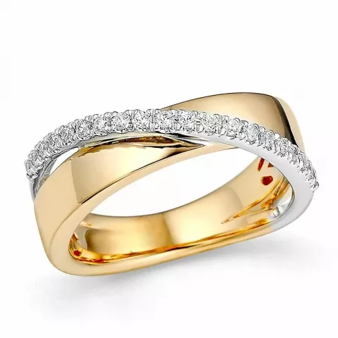 abstrakt diamant ring i 14 karat guld.- og hvidguld 0,2 ct