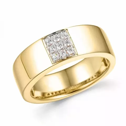 Bred diamant guld ring i 14 karat guld 0,126 ct