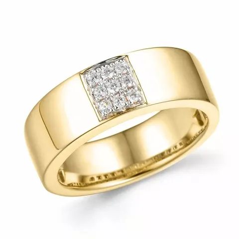 Bred diamant guld ring i 14 karat guld 0,126 ct