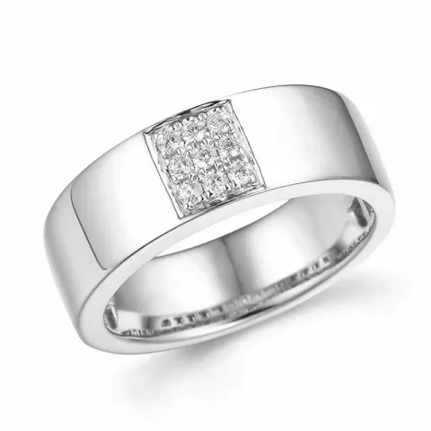 Bred diamant hvidgulds ring i 14 karat hvidguld 0,126 ct