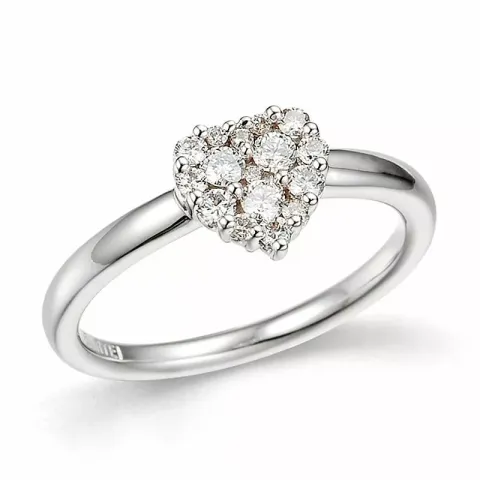 Smal hjerte diamant ring i 14 karat hvidguld 0,34 ct