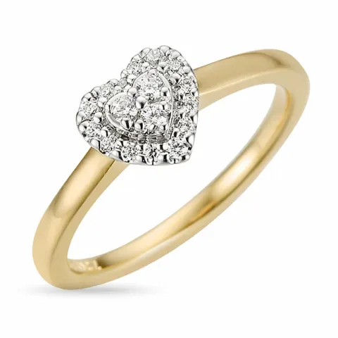 hjerte diamant ring i 14 karat guld.- og hvidguld 0,153 ct