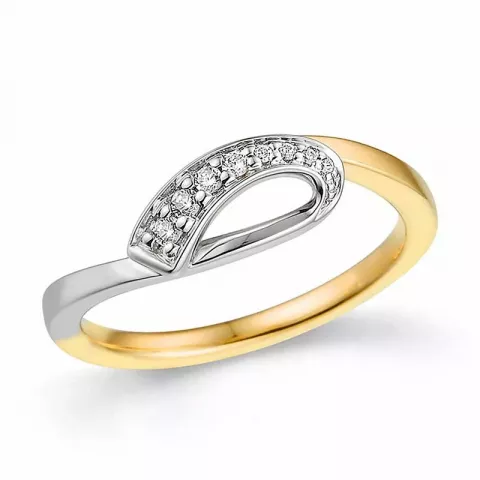 abstrakt diamant ring i 14 karat guld.- og hvidguld 0,075 ct