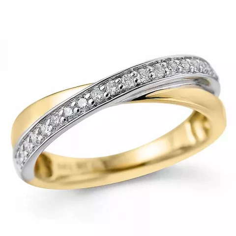 abstrakt diamant ring i 14 karat guld.- og hvidguld 0,201 ct