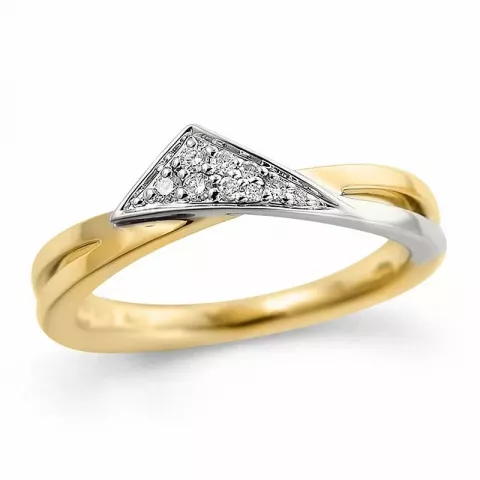 abstrakt diamant ring i 14 karat guld.- og hvidguld 0,08 ct