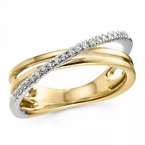 abstrakt diamant ring i 14 karat guld.- og hvidguld 0,105 ct