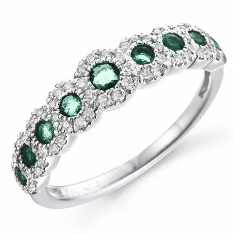 smaragd diamantring i 14 karat hvidguld 0,39 ct 0,23 ct