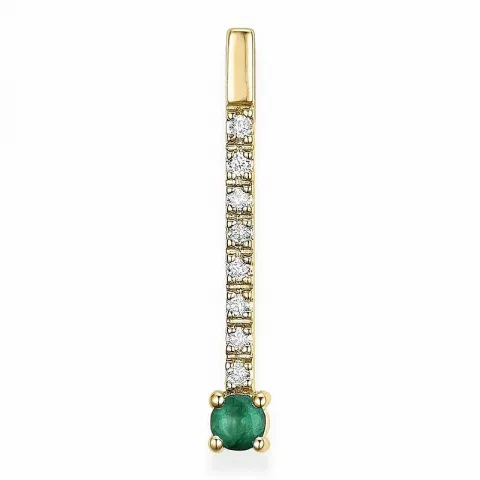Trendy smaragd diamantvedhæng i 14 karat guld 0,07 ct 0,13 ct