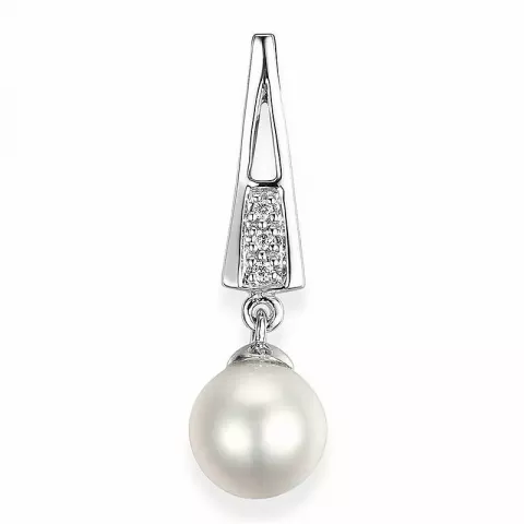 perle diamantvedhæng i 14 karat hvidguld 0,01 ct