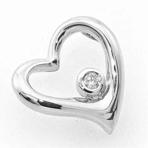 hjerte diamantvedhæng i 14 karat hvidguld 0,03 ct
