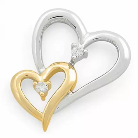 hjerte diamantvedhæng i 14 karat guld.- og hvidguld 0,04 ct