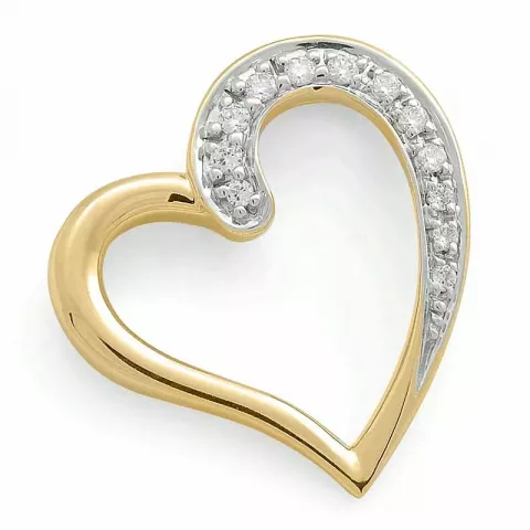 Trendy hjerte diamantvedhæng i 14 karat guld.- og hvidguld 0,08 ct