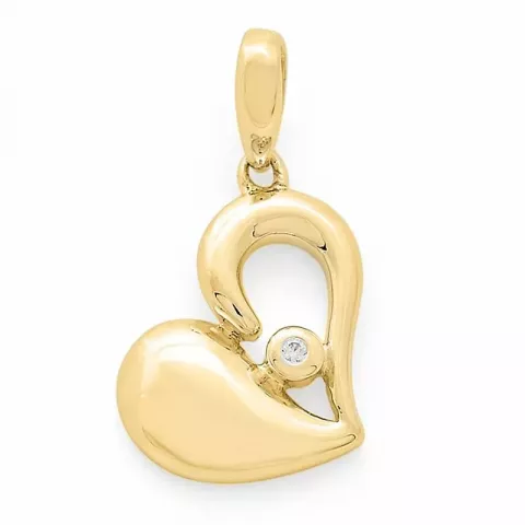 Trendy hjerte diamantvedhæng i 14 karat guld.- og hvidguld 0,01 ct